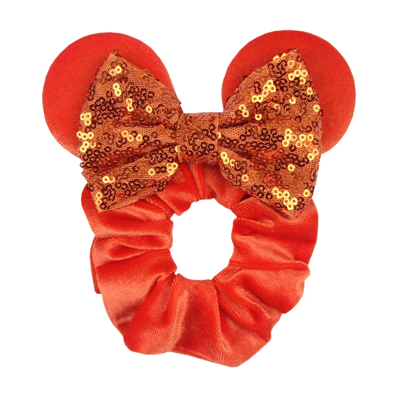 Fashion Mouse Ears Cartoon Hair Scrunchies Velvet Hairbands For Girls Sequins Bows Headband Women Kids Party DIY Decoration
