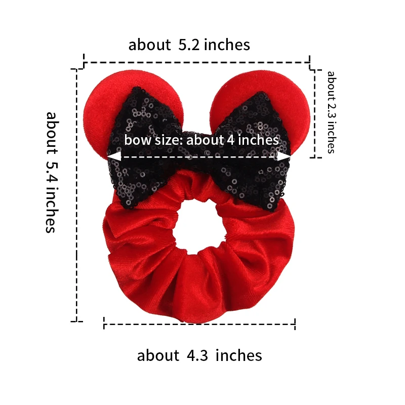 Fashion Mouse Ears Cartoon Hair Scrunchies Velvet Hairbands For Girls Sequins Bows Headband Women Kids Party DIY Decoration