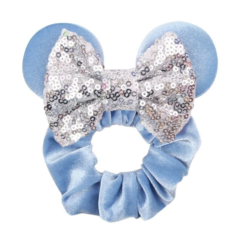 Fashion Mouse Ears Cartoon Hair Scrunchies Velvet Hairbands For Girls Sequins Bows Headband Women Kids Party DIY Decoration