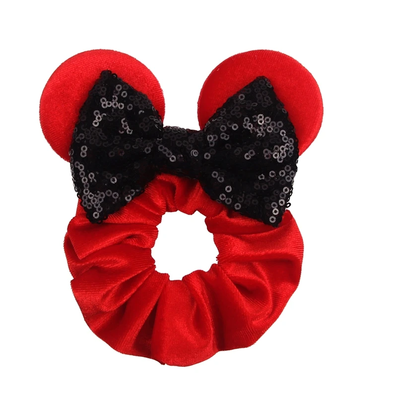 Fashion Mouse Ears Cartoon Hair Scrunchies Velvet Hairbands For Girls Sequins Bows Headband Women Kids Party DIY Decoration