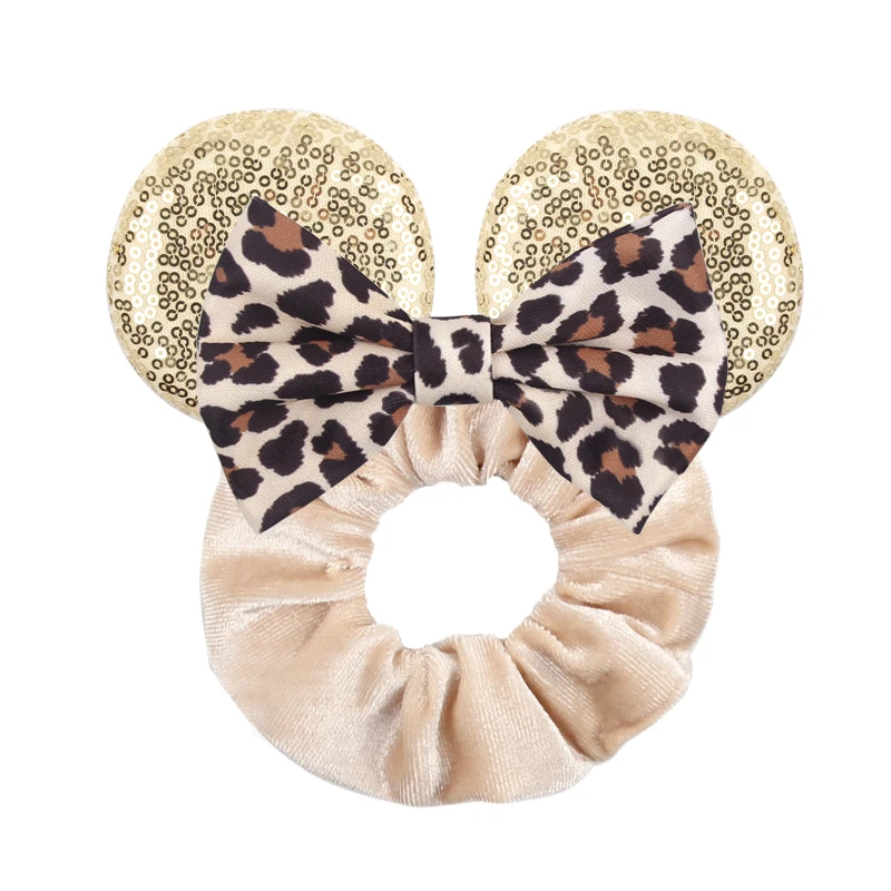 Fashion Mouse Ears Cartoon Hair Scrunchies Velvet Hairbands For Girls Sequins Bows Headband Women Kids Party DIY Decoration