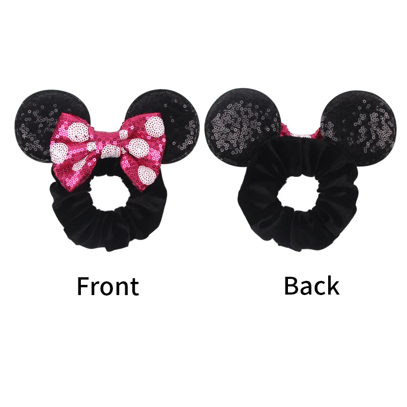 Fashion Mouse Ears Cartoon Hair Scrunchies Velvet Hairbands For Girls Sequins Bows Headband Women Kids Party DIY Decoration