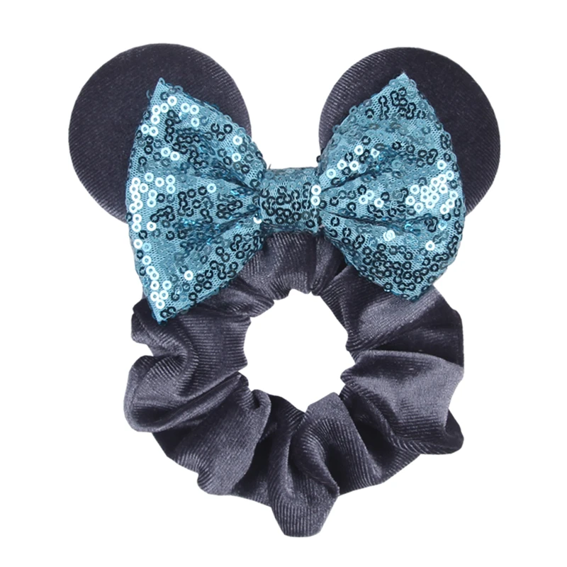 Fashion Mouse Ears Cartoon Hair Scrunchies Velvet Hairbands For Girls Sequins Bows Headband Women Kids Party DIY Decoration