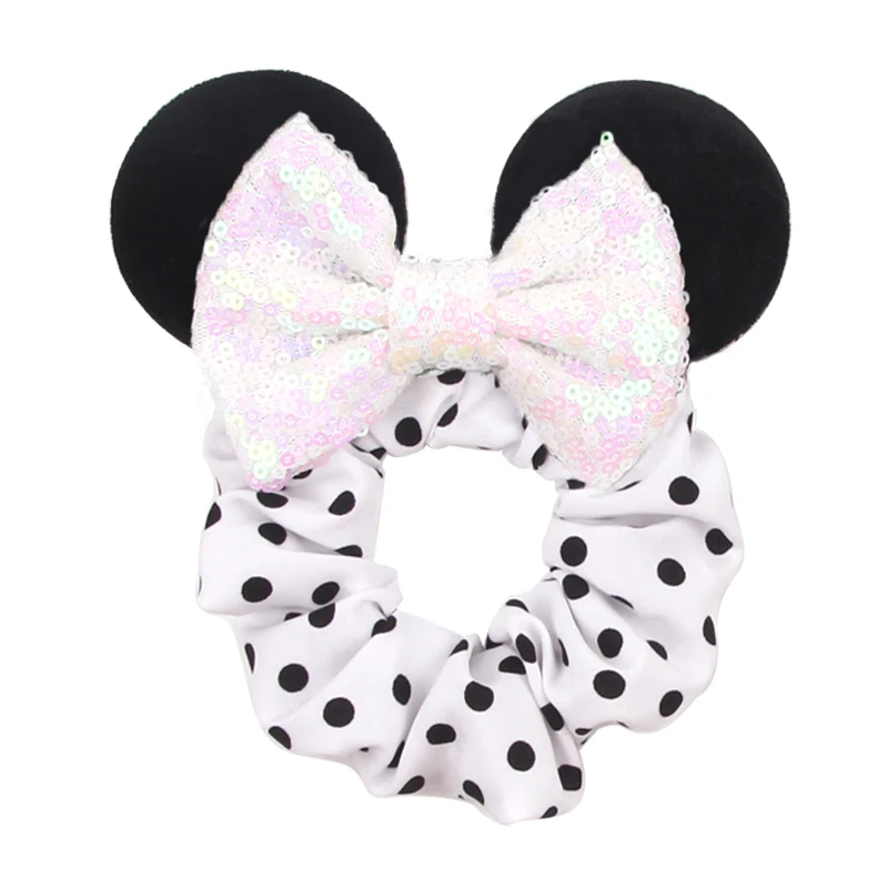 Fashion Mouse Ears Cartoon Hair Scrunchies Velvet Hairbands For Girls Sequins Bows Headband Women Kids Party DIY Decoration