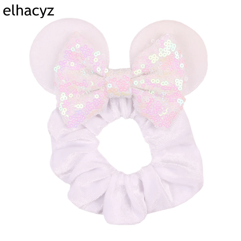 Fashion Mouse Ears Cartoon Hair Scrunchies Velvet Hairbands For Girls Sequins Bows Headband Women Kids Party DIY Decoration