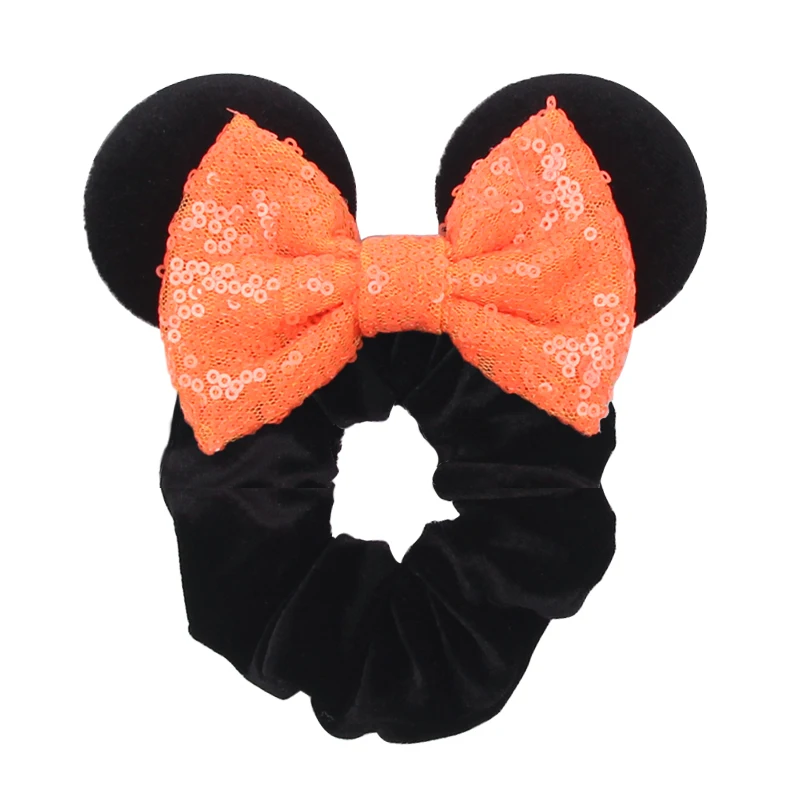 Fashion Mouse Ears Cartoon Hair Scrunchies Velvet Hairbands For Girls Sequins Bows Headband Women Kids Party DIY Decoration
