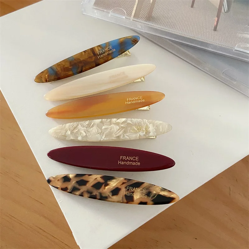 2pcs/set Acetate Hair Clips Hollowed Oval Geometric Barrettes Side Pins Hairpin Women Hair Accessories