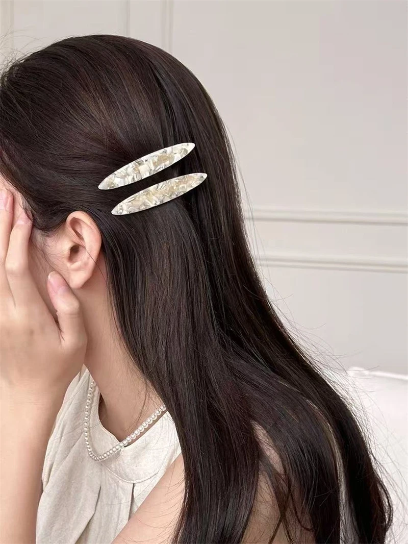 2pcs/set Acetate Hair Clips Hollowed Oval Geometric Barrettes Side Pins Hairpin Women Hair Accessories