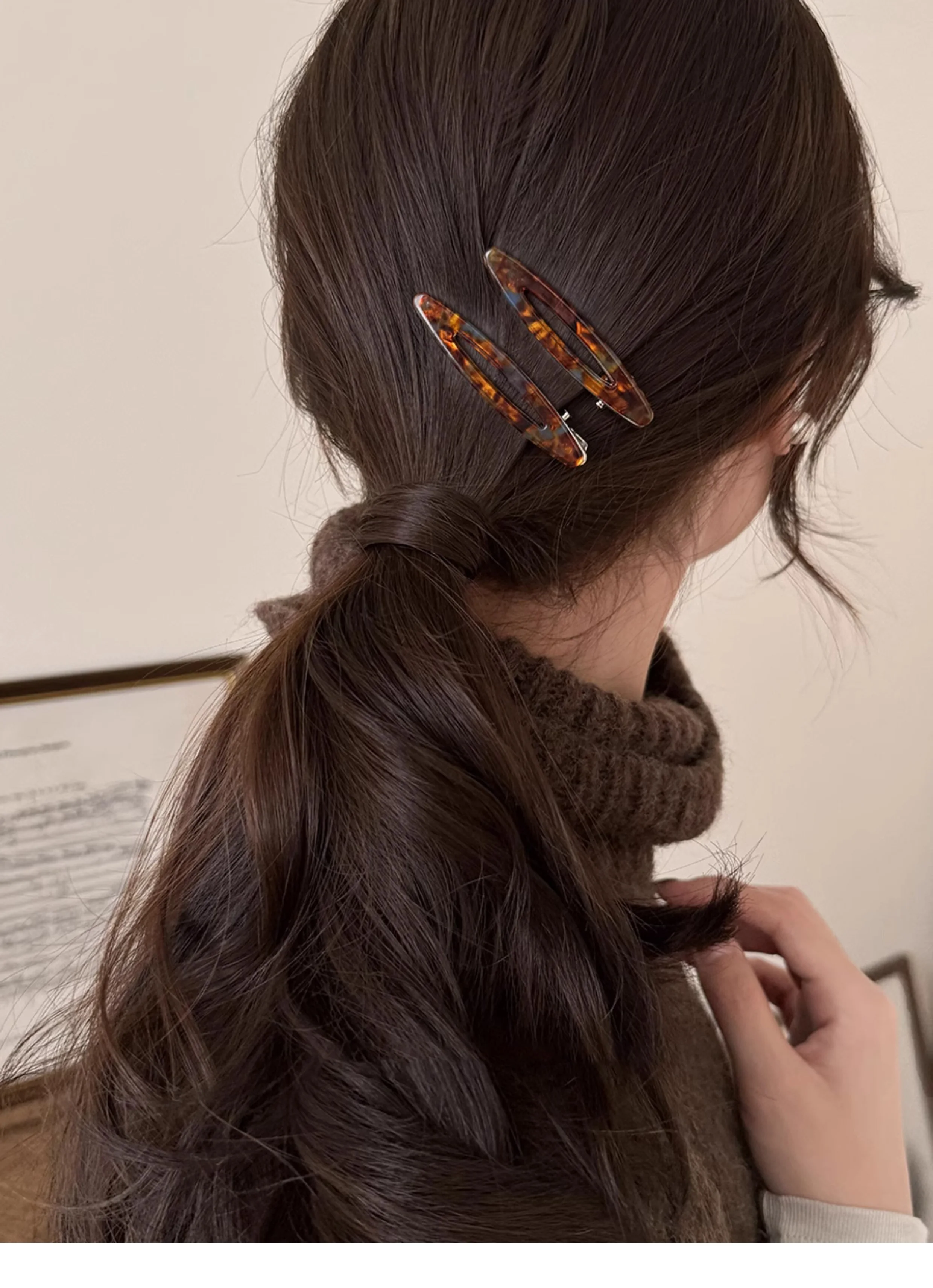2pcs/set Acetate Hair Clips Hollowed Oval Geometric Barrettes Side Pins Hairpin Women Hair Accessories