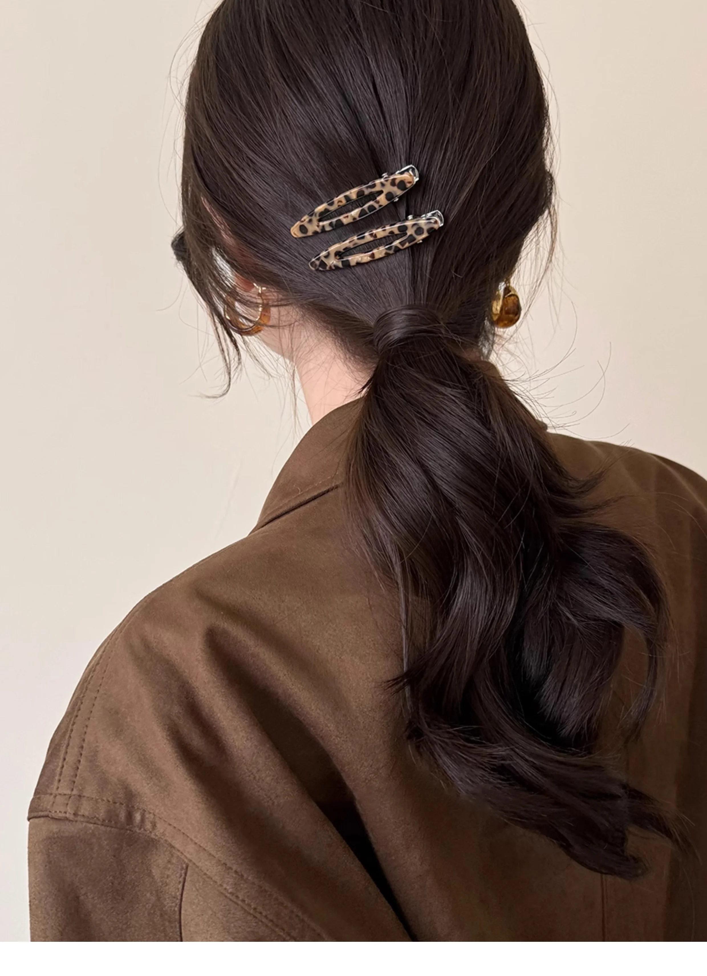 2pcs/set Acetate Hair Clips Hollowed Oval Geometric Barrettes Side Pins Hairpin Women Hair Accessories