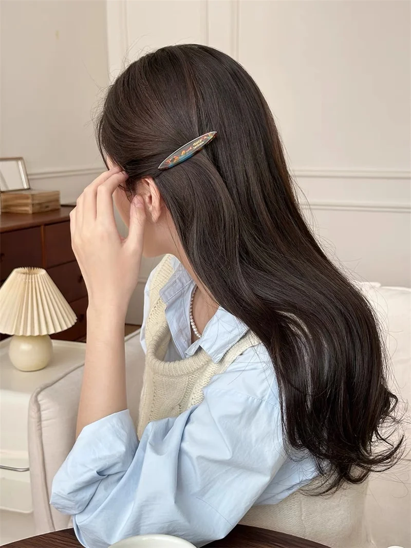 2pcs/set Acetate Hair Clips Hollowed Oval Geometric Barrettes Side Pins Hairpin Women Hair Accessories