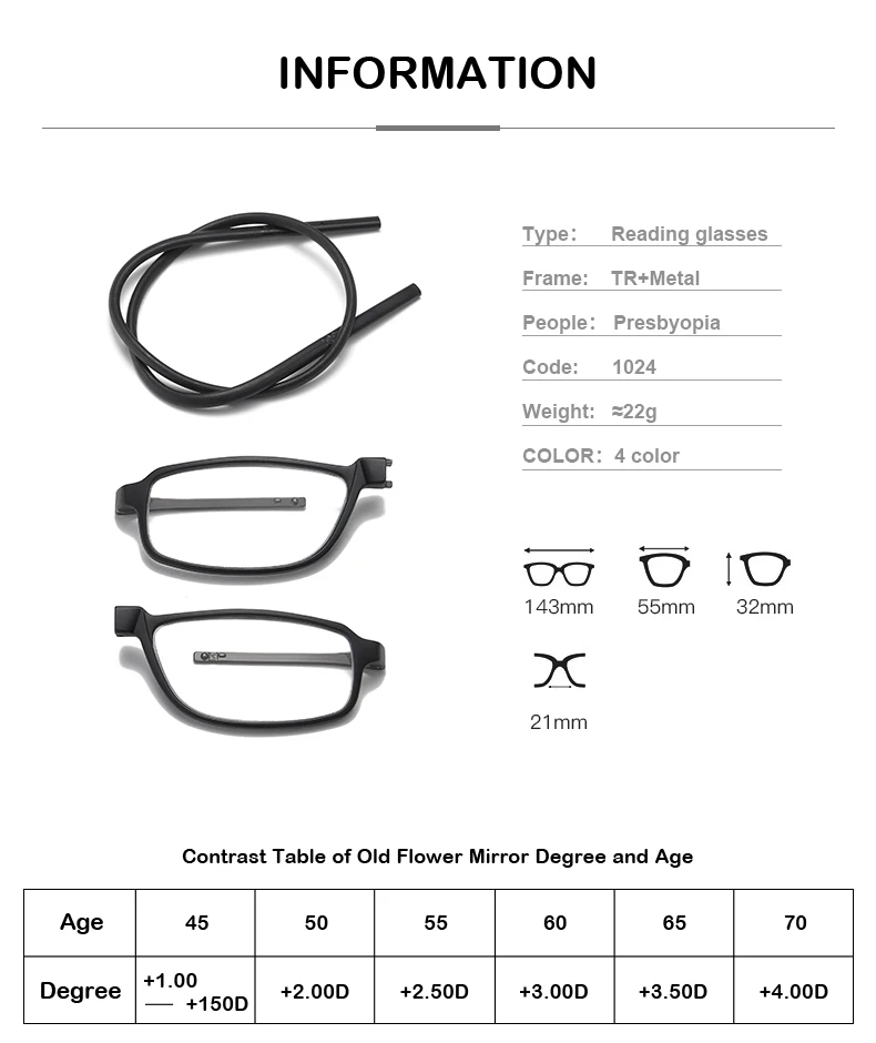 DML Ultralight Reading Glasses Menr Reading Glasses Hanging Stretch Women Anti-fatigue Presbyopia Unise Glasses Diopter +1.5+4.0