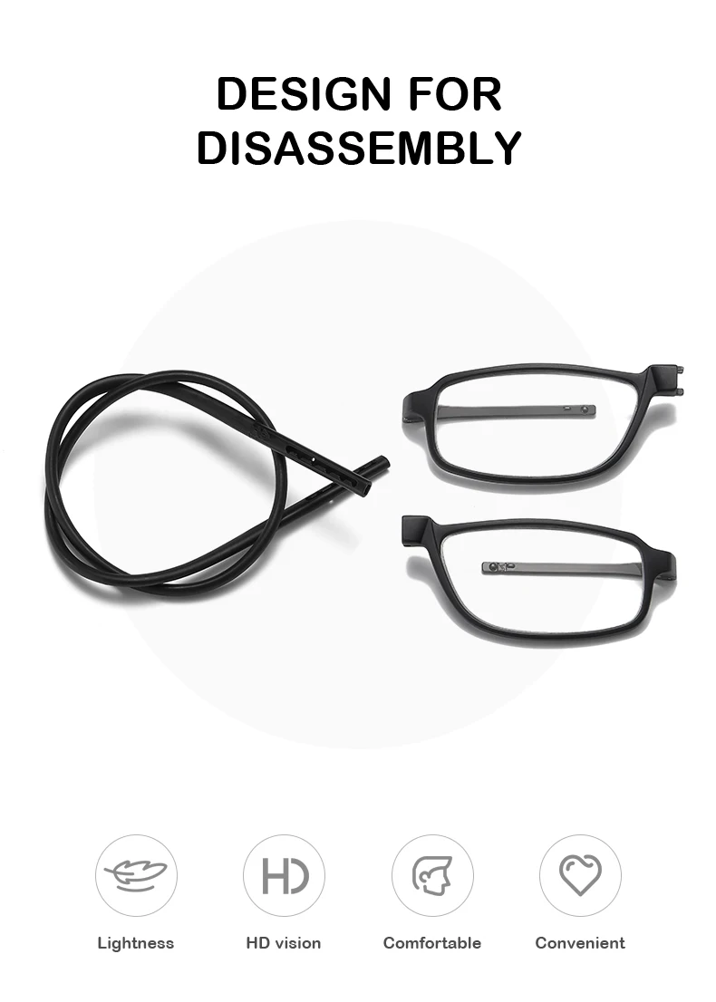 DML Ultralight Reading Glasses Menr Reading Glasses Hanging Stretch Women Anti-fatigue Presbyopia Unise Glasses Diopter +1.5+4.0