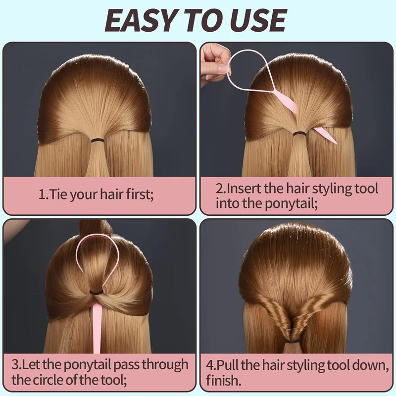2 in1 Hair Loop Braiding Tool Set French Dutch Braid Maker 1 Elastic Band Remover Cutter DIY Hair Styling Tools Kit for Women