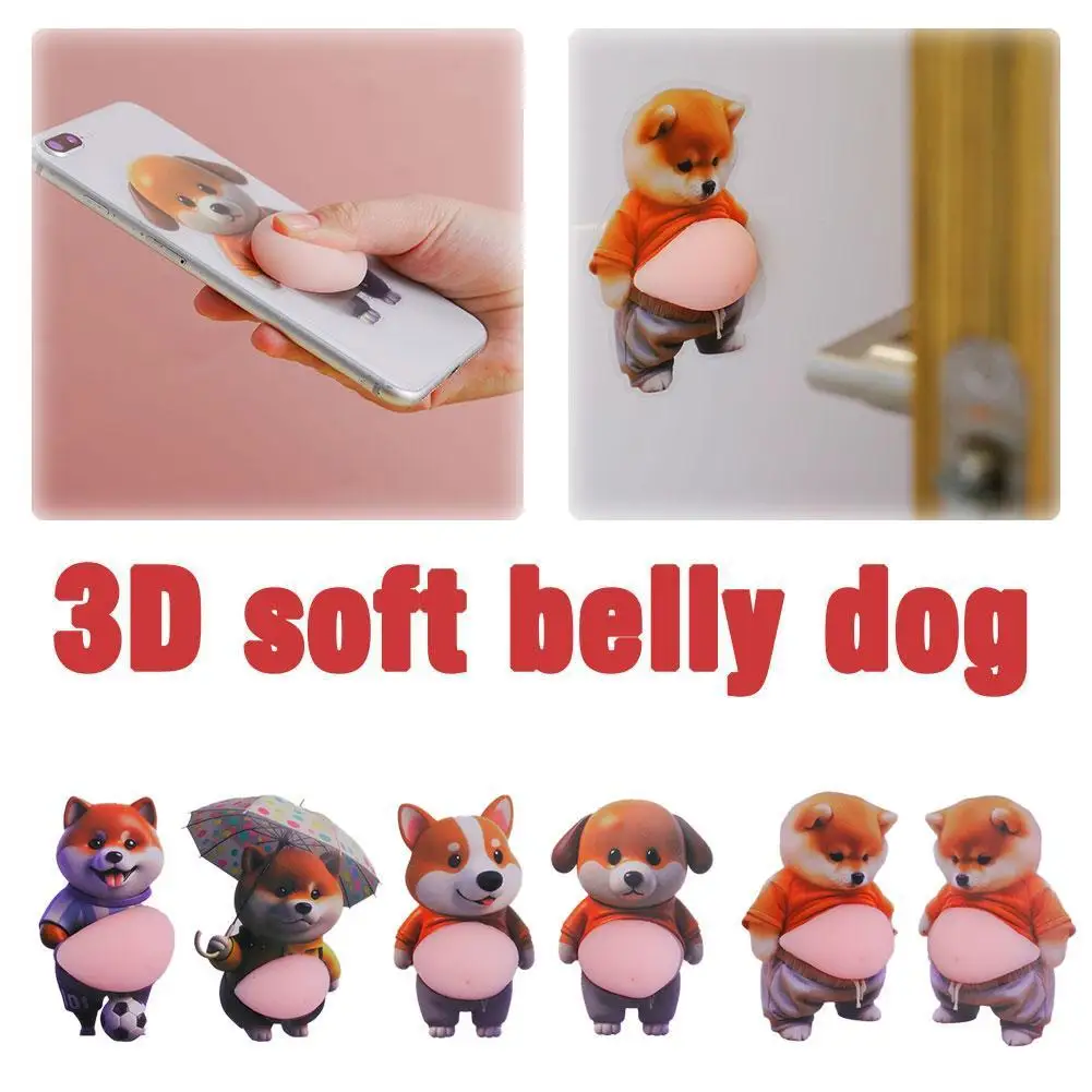 Cute Puppy 3D Puffy Stickers, Squeezeable 3D Soft Cute Belly Dog Stickers for Phone Case Notebook Scrapbooking DIY Decoration