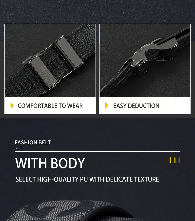 High Quality 3.4cm Leather Men Belt Designer Metal Buckle Business Strap Male Jeans Fashion Accessory