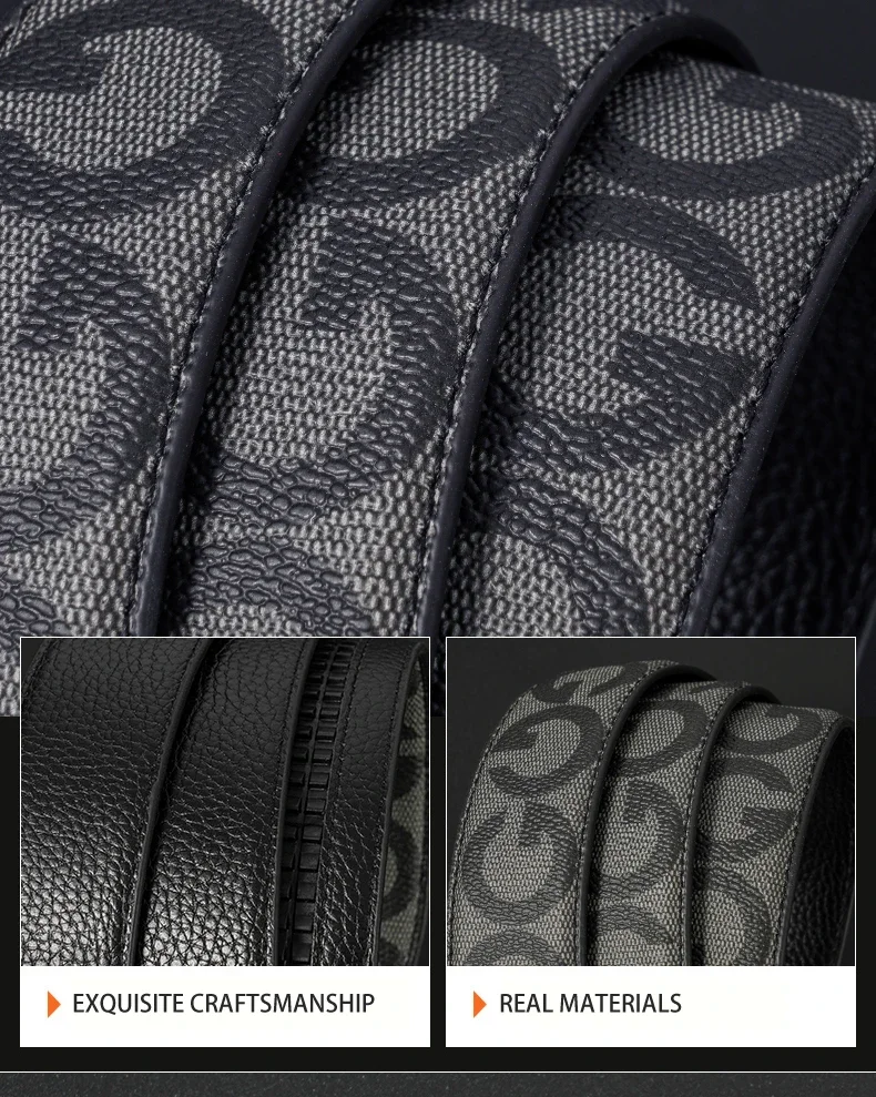 High Quality 3.4cm Leather Men Belt Designer Metal Buckle Business Strap Male Jeans Fashion Accessory
