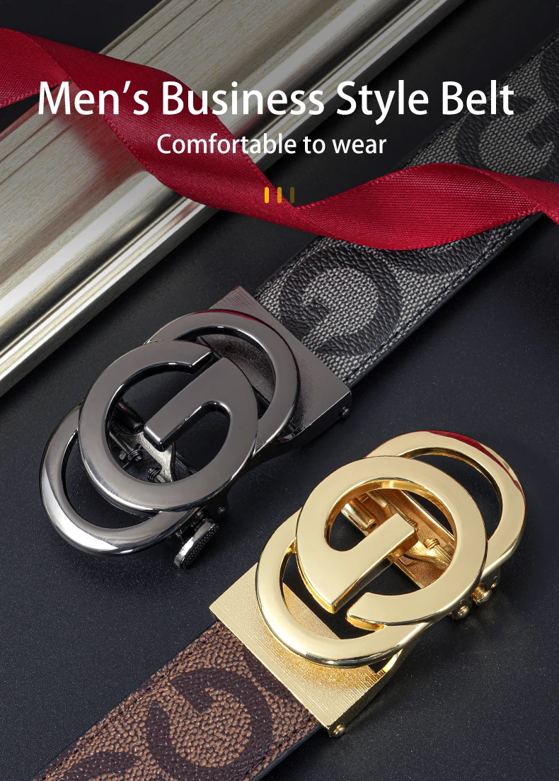High Quality 3.4cm Leather Men Belt Designer Metal Buckle Business Strap Male Jeans Fashion Accessory
