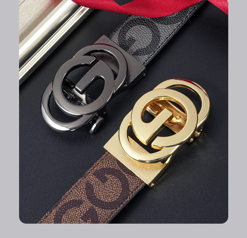 High Quality 3.4cm Leather Men Belt Designer Metal Buckle Business Strap Male Jeans Fashion Accessory
