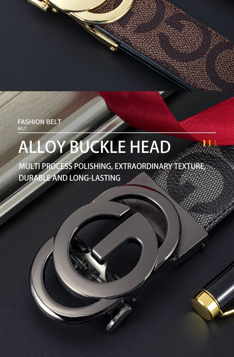 High Quality 3.4cm Leather Men Belt Designer Metal Buckle Business Strap Male Jeans Fashion Accessory