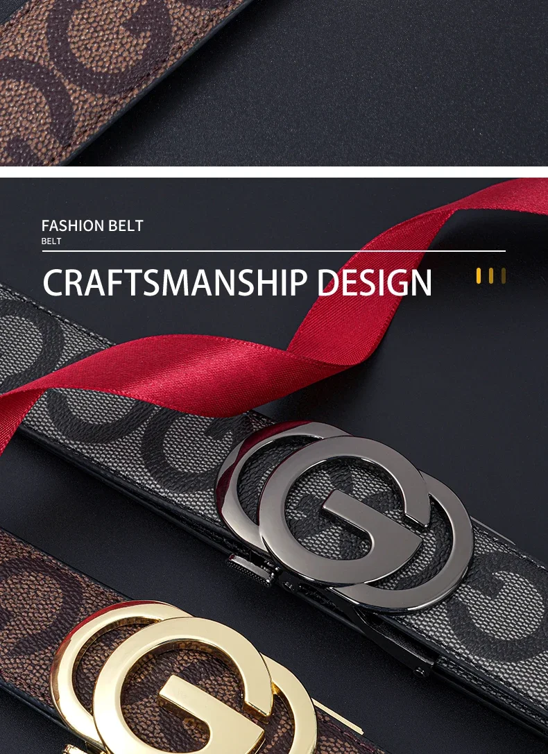 High Quality 3.4cm Leather Men Belt Designer Metal Buckle Business Strap Male Jeans Fashion Accessory