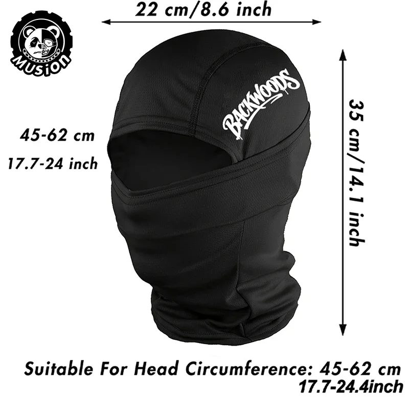 Musion Balaclava Face Mask Breathable BACKWOODS Print Sweat Absorbing Sunscreen Helmet Hat Set Suitable for Cycling and Hiking