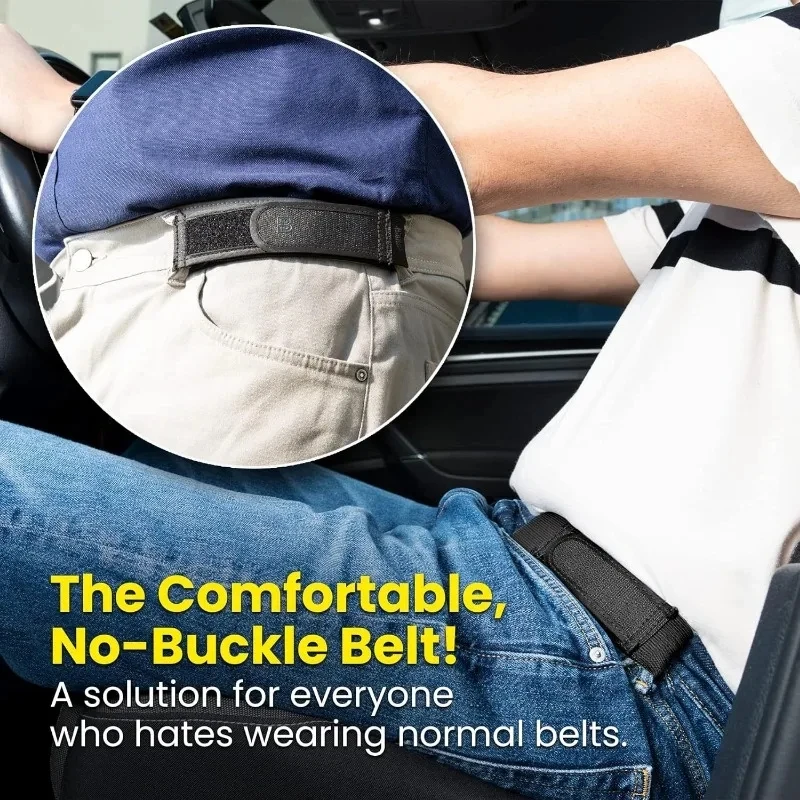 2pc/1pc New Buckle Free Waist Belts Men's Ultra-soft No Buckle Elastic Belts Fashion Comfortable  Belt Loop Buckle-Free Belt