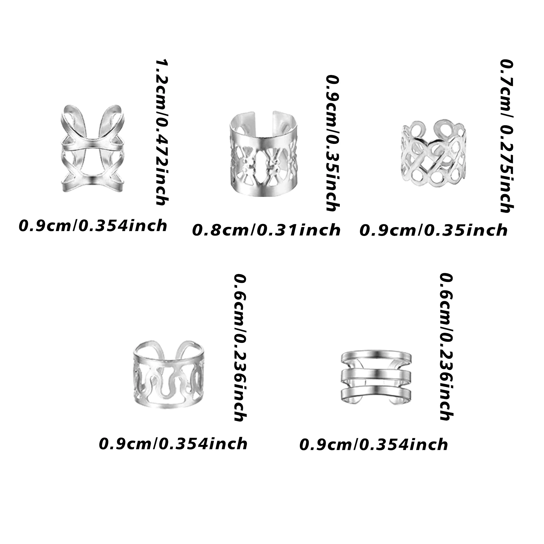 50pcs Alloy Braiding Mixed Set, Metal hair Rings Cuffs Clips for Dreadlock Accessory Jewelry Decorations(Without box)