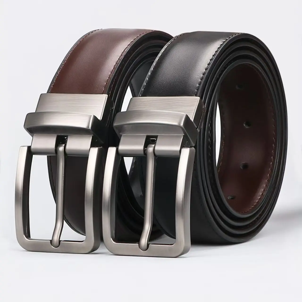 Luxury and Fashionable Men's Leather Belt, Alloy Rotating Business Men Leather Suitable Jeans Belts for Both Men and Women