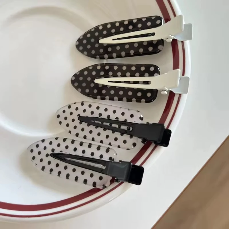Black White Polka Dot Acrylic Hair Clips Minimalist Secure Hold Suitable for Daily Wear Party Outfits Hair Styling Accessories