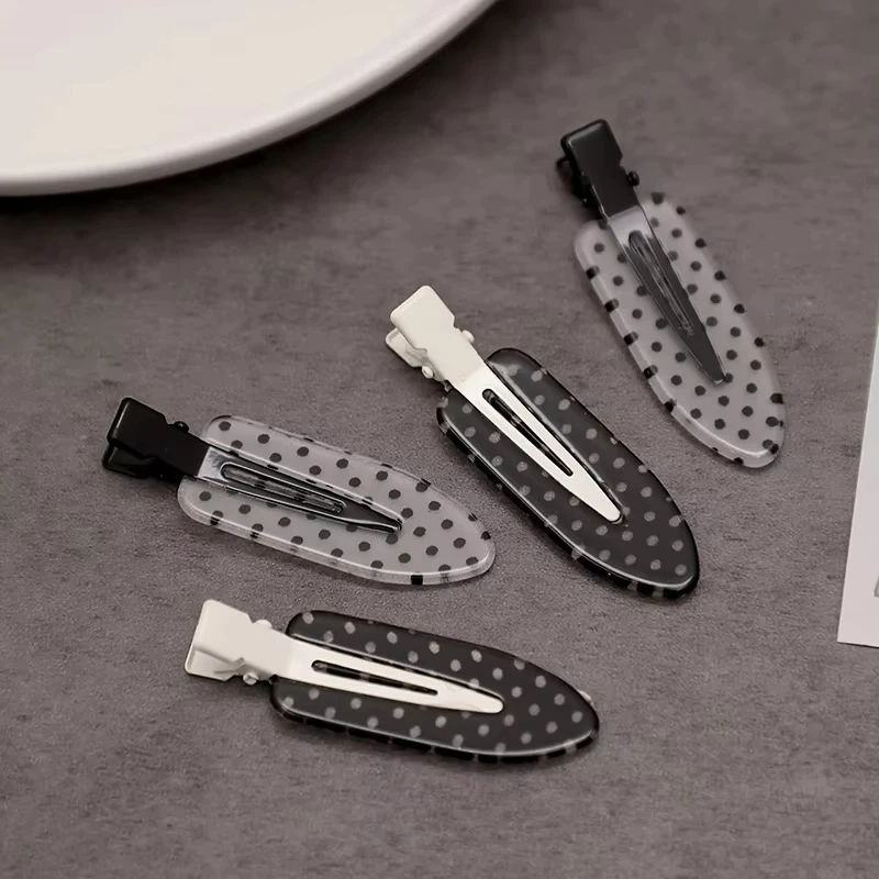 Black White Polka Dot Acrylic Hair Clips Minimalist Secure Hold Suitable for Daily Wear Party Outfits Hair Styling Accessories