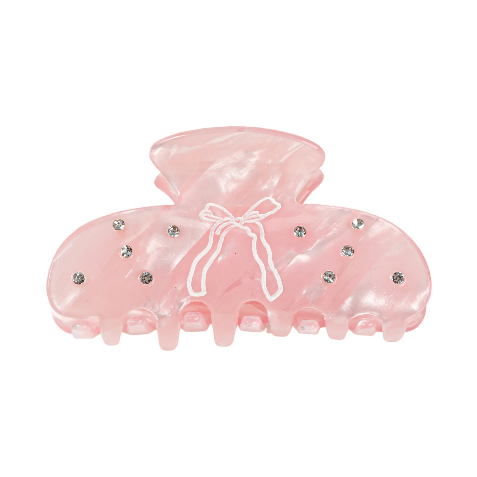 Korean Style Hair Claw Sweety Bowknot Pattern Acetic Acid Claw Clip Exquisite Trendy Shark Hair Gripper Girls Hair Accessory