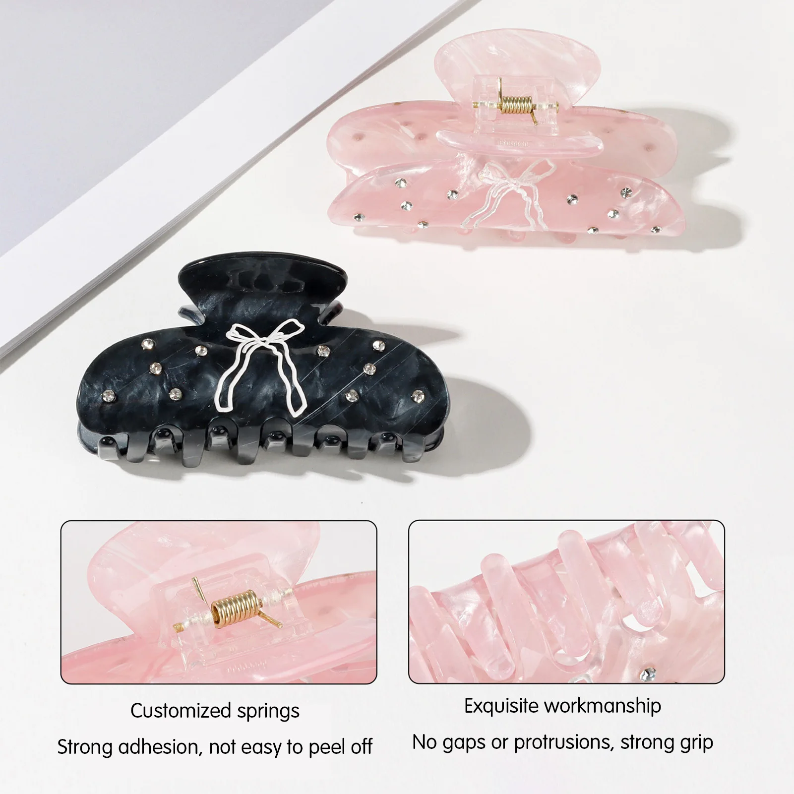 Korean Style Hair Claw Sweety Bowknot Pattern Acetic Acid Claw Clip Exquisite Trendy Shark Hair Gripper Girls Hair Accessory