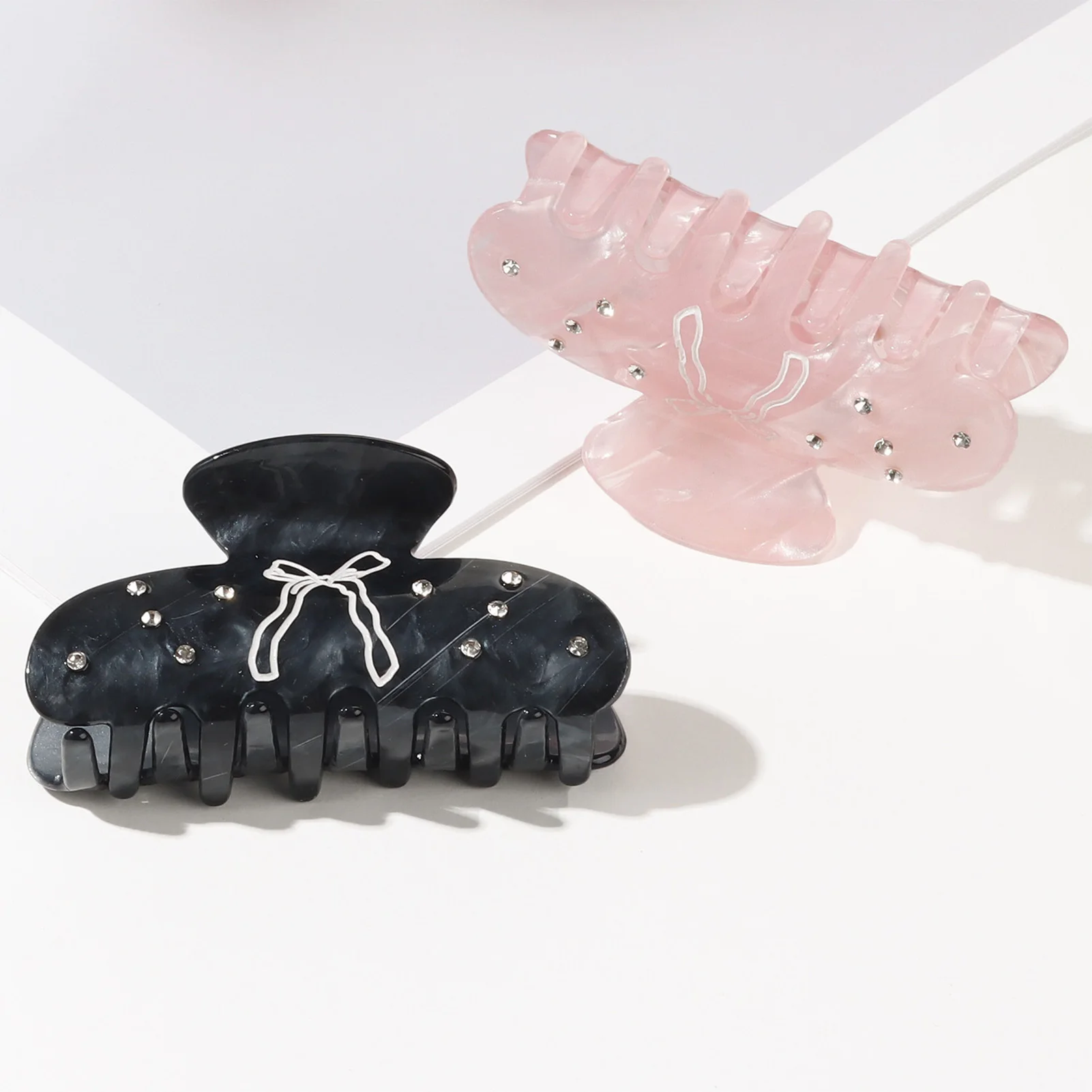 Korean Style Hair Claw Sweety Bowknot Pattern Acetic Acid Claw Clip Exquisite Trendy Shark Hair Gripper Girls Hair Accessory