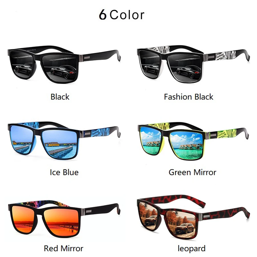 Fashion Classic Square Sunglasses Men Women Driving Fishing Colorful Trendy Lightweight Outdoor Goggles