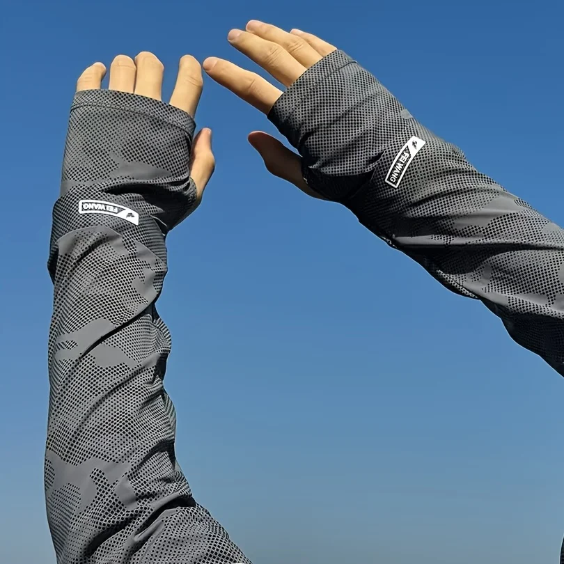 1pair Ice Silk Arm Sleeves Loose Fit,Summer Cooling UV Protection Arm Covers for Men,Extended Sleeves for Fishing Outdoor Sports