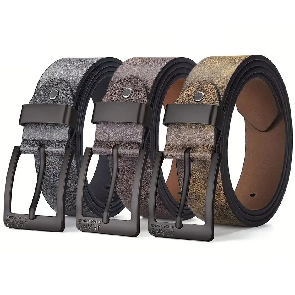 New Men's High-Quality PU Leather Belt Metal Pin Buckle Belt Leisure Business Waistband Fashionable Male Accessory Designer Belt