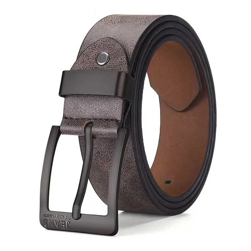 New Men's High-Quality PU Leather Belt Metal Pin Buckle Belt Leisure Business Waistband Fashionable Male Accessory Designer Belt