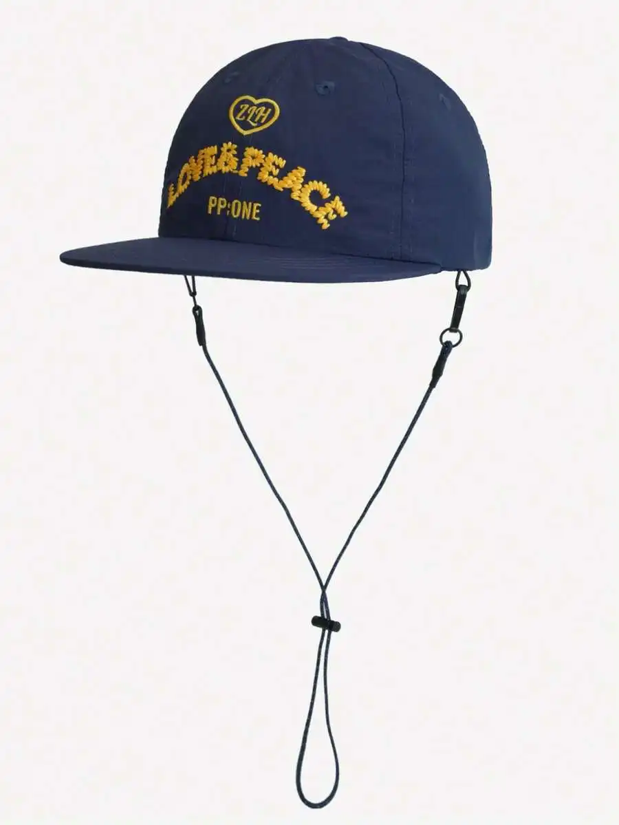 Unisex Quick-Dry Drawstring Baseball Cap, Thin Brim Street Brand Snapback Hat, Versatile Hip-Hop Cap,Summer,Beach