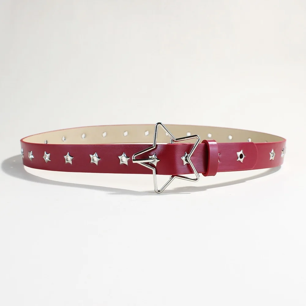 Punk style star buckle decorative belt with multiple holes, small star shaped eyes, multifunctional belt, suitable for fashionab