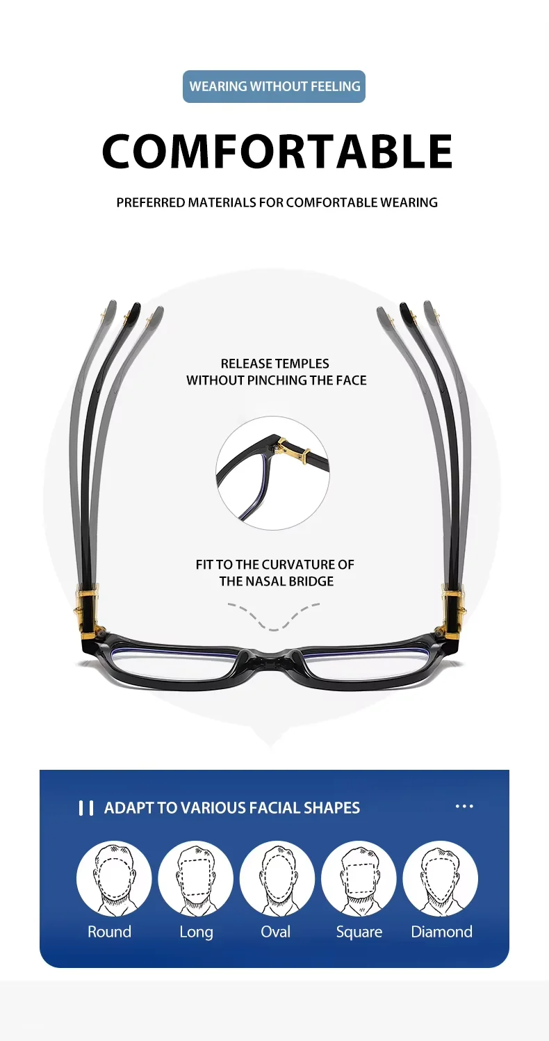 Classic 3Pcs Square Anti Blue Light Glasses For Men And Women Black & Transparent Frame Unisex Computer Wearing Women Glasses