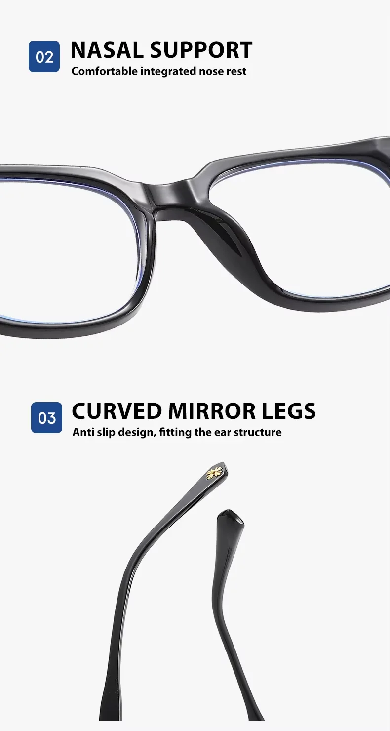 Classic 3Pcs Square Anti Blue Light Glasses For Men And Women Black & Transparent Frame Unisex Computer Wearing Women Glasses
