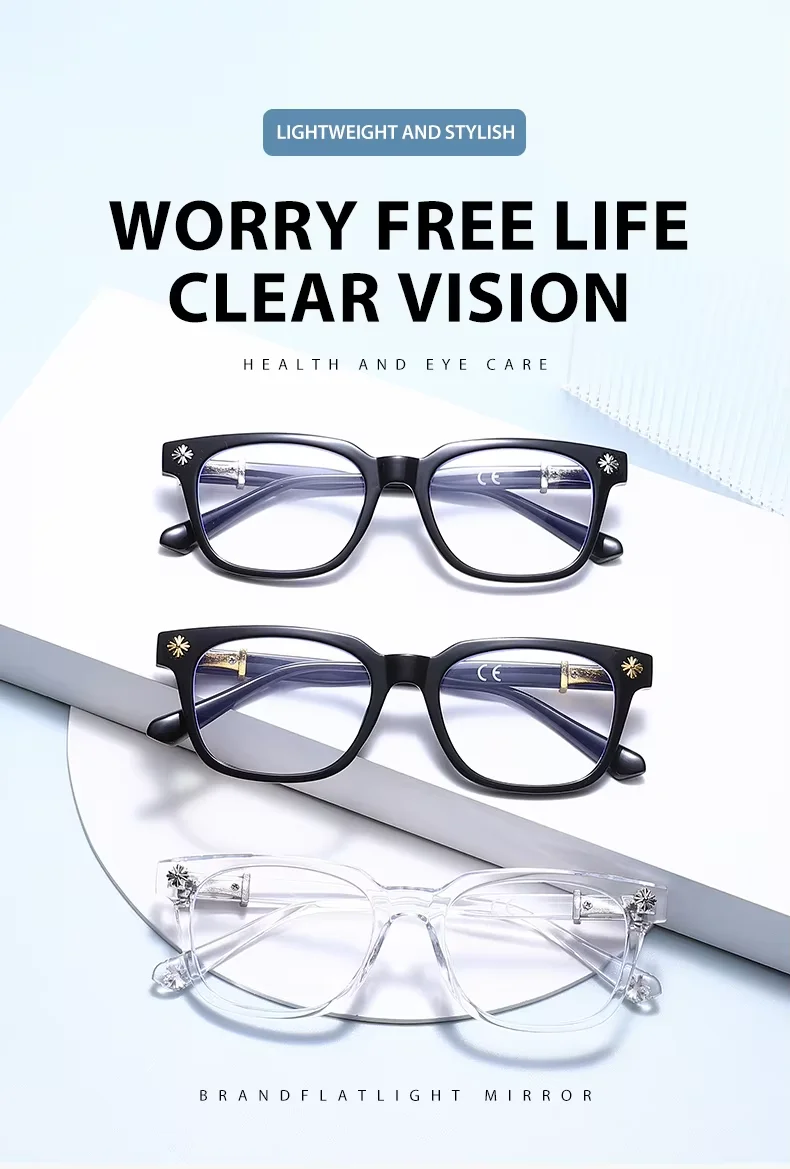 Classic 3Pcs Square Anti Blue Light Glasses For Men And Women Black & Transparent Frame Unisex Computer Wearing Women Glasses