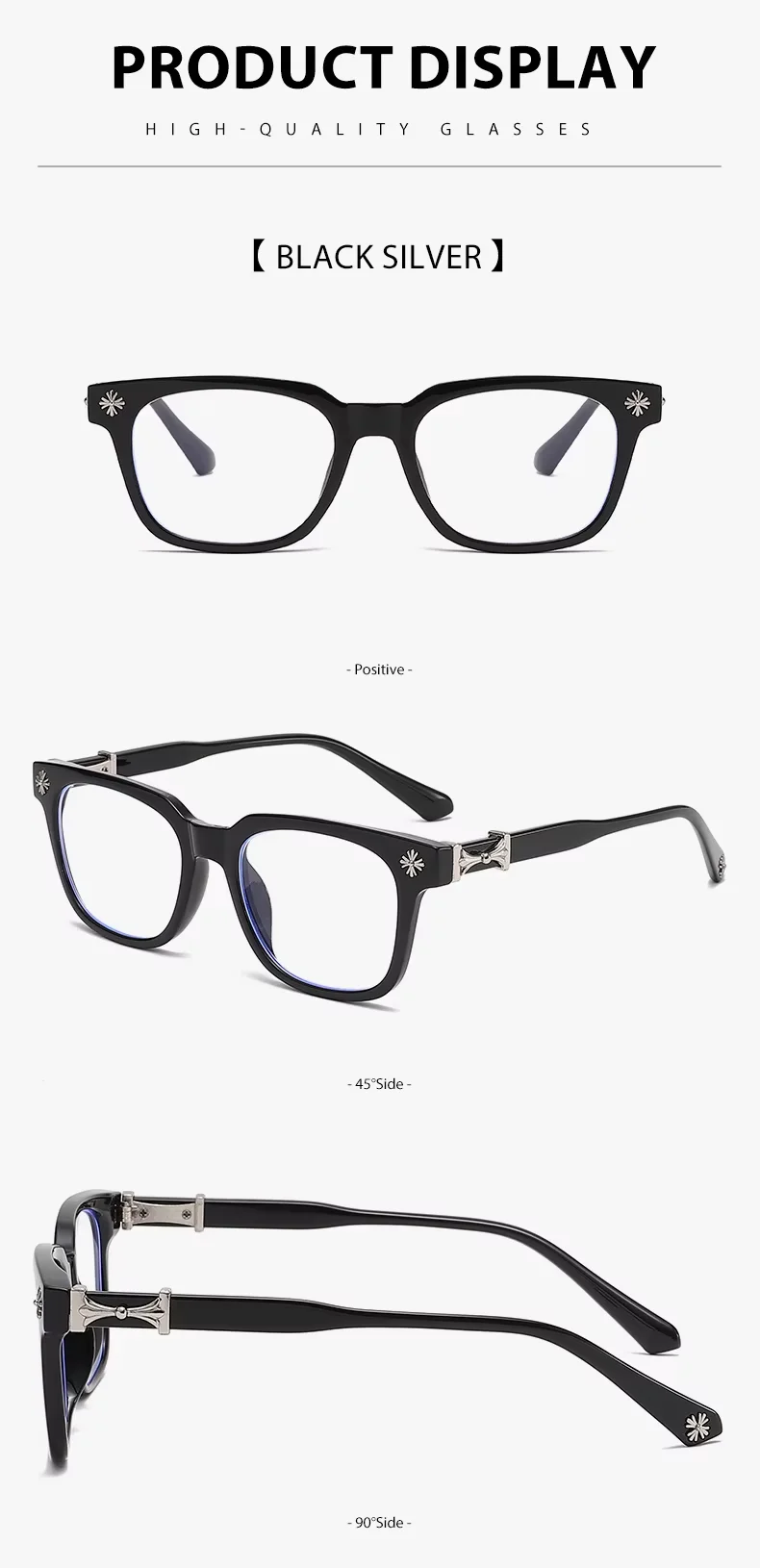 Classic 3Pcs Square Anti Blue Light Glasses For Men And Women Black & Transparent Frame Unisex Computer Wearing Women Glasses