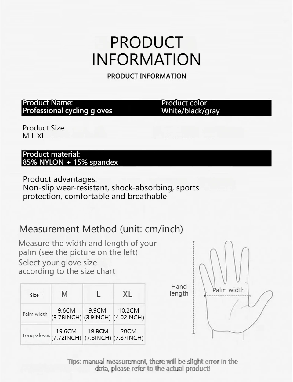 GTUBIKE Short Cycling Gloves Fingerless Gloves Anti-slip Bicycle Lycra Fabric Half Finger Mitten for Mtb Road Bike Sports Racing