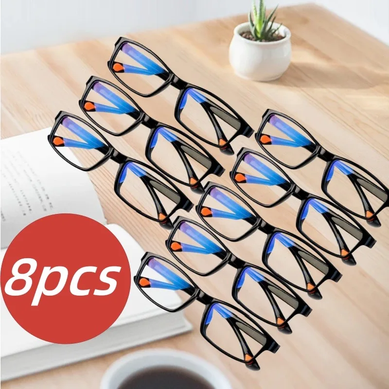 1/8 Pcs Lightweight Anti Blue Ray Reading Glasses Unisex Square Frame Presbyopic Glasses Anti Fatigue Reading Eyewear For Elders