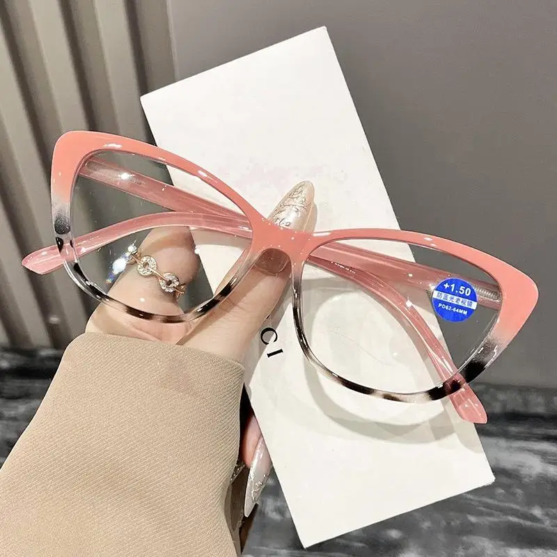 Vintage Cat Eye Reading Glasses Women Men Fashion Anti Radiation Eyeglasses Anti-fatigue Eyewear with Grade 100°-400° HD Lens