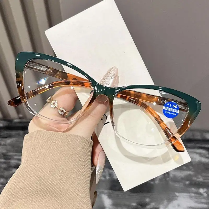 Vintage Cat Eye Reading Glasses Women Men Fashion Anti Radiation Eyeglasses Anti-fatigue Eyewear with Grade 100°-400° HD Lens