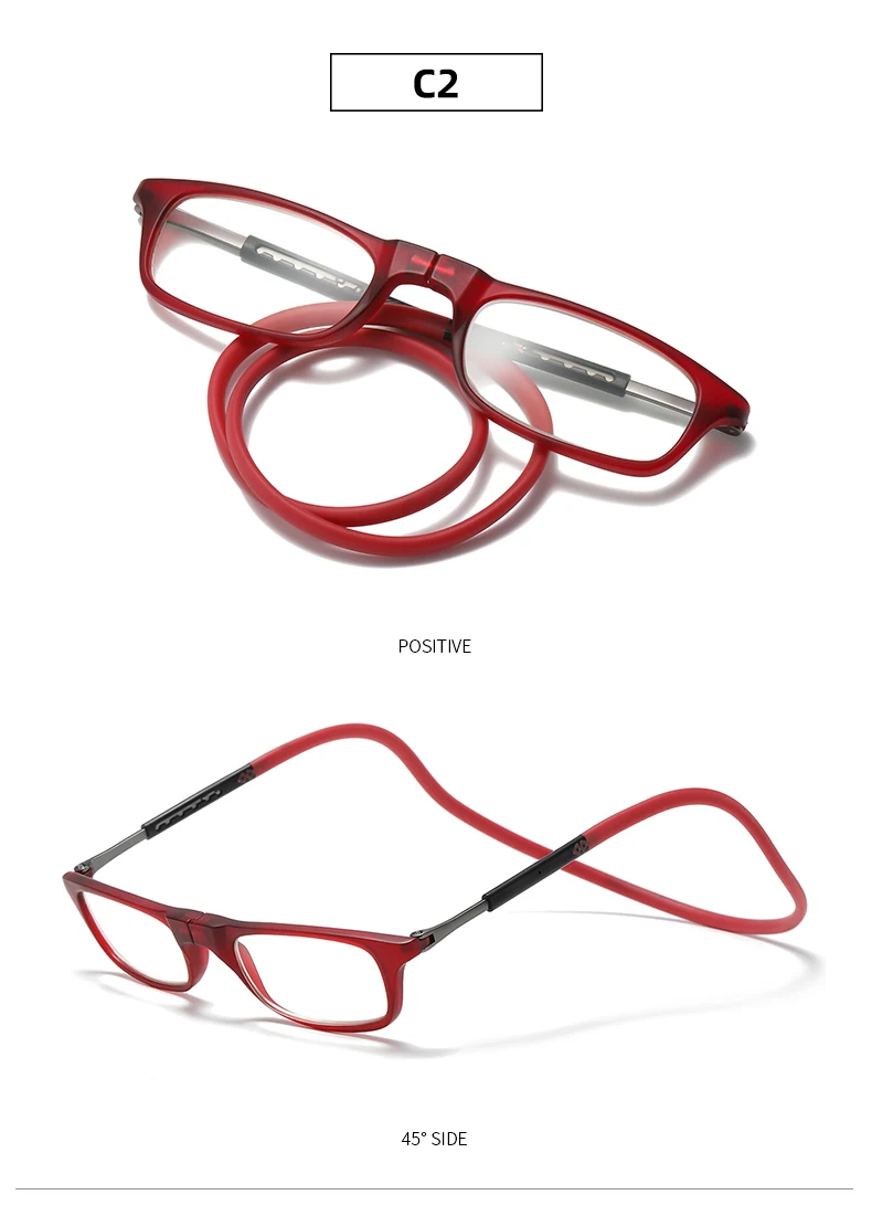 New Folding Neck Hanging Presbyopia Glasses Hd Resin Fashion Magic Magnet Presbyopia Glasses Presbyopic Eyeglasses