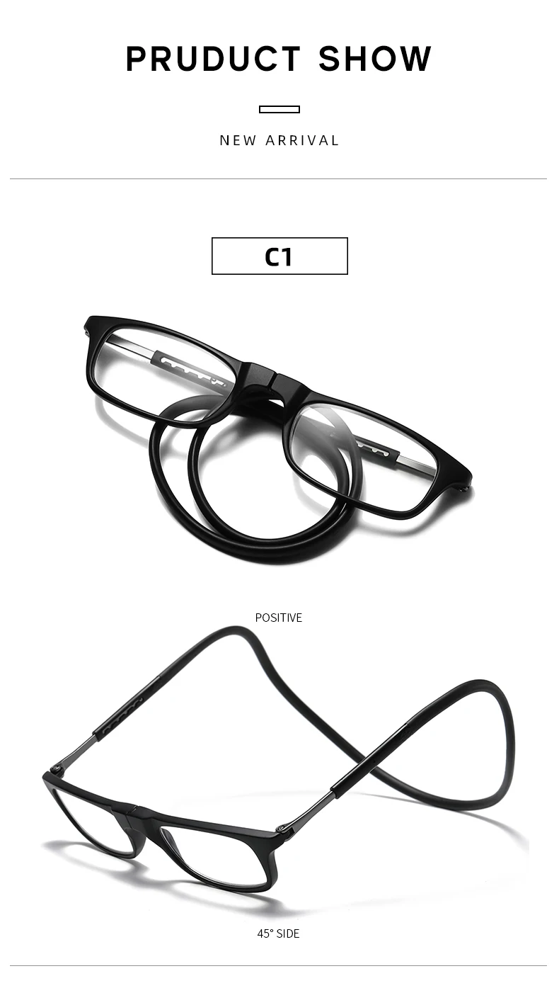 New Folding Neck Hanging Presbyopia Glasses Hd Resin Fashion Magic Magnet Presbyopia Glasses Presbyopic Eyeglasses